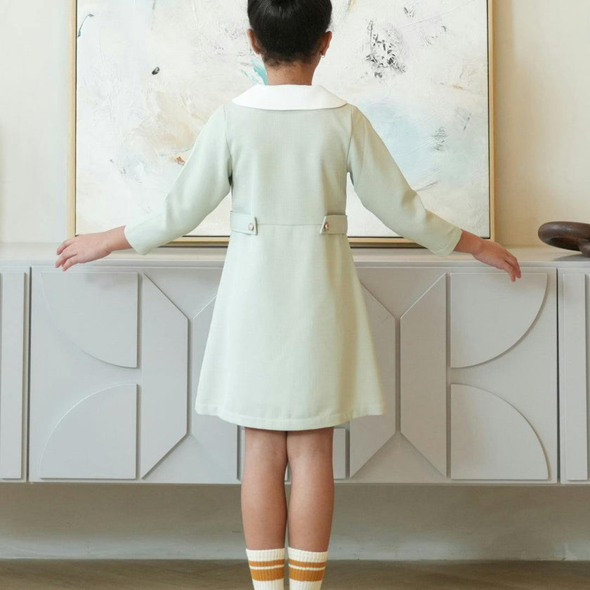 Zelie dress (dusty-sage-green tweed)