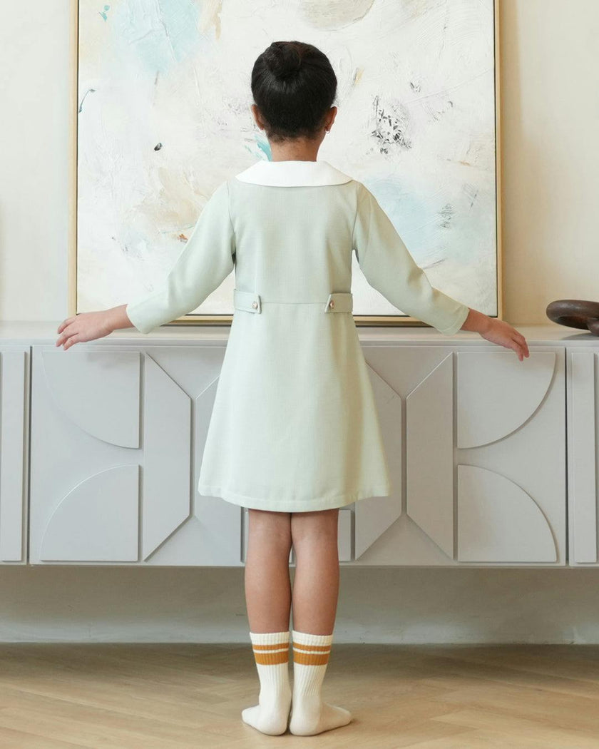 Zelie dress (dusty-sage-green tweed)