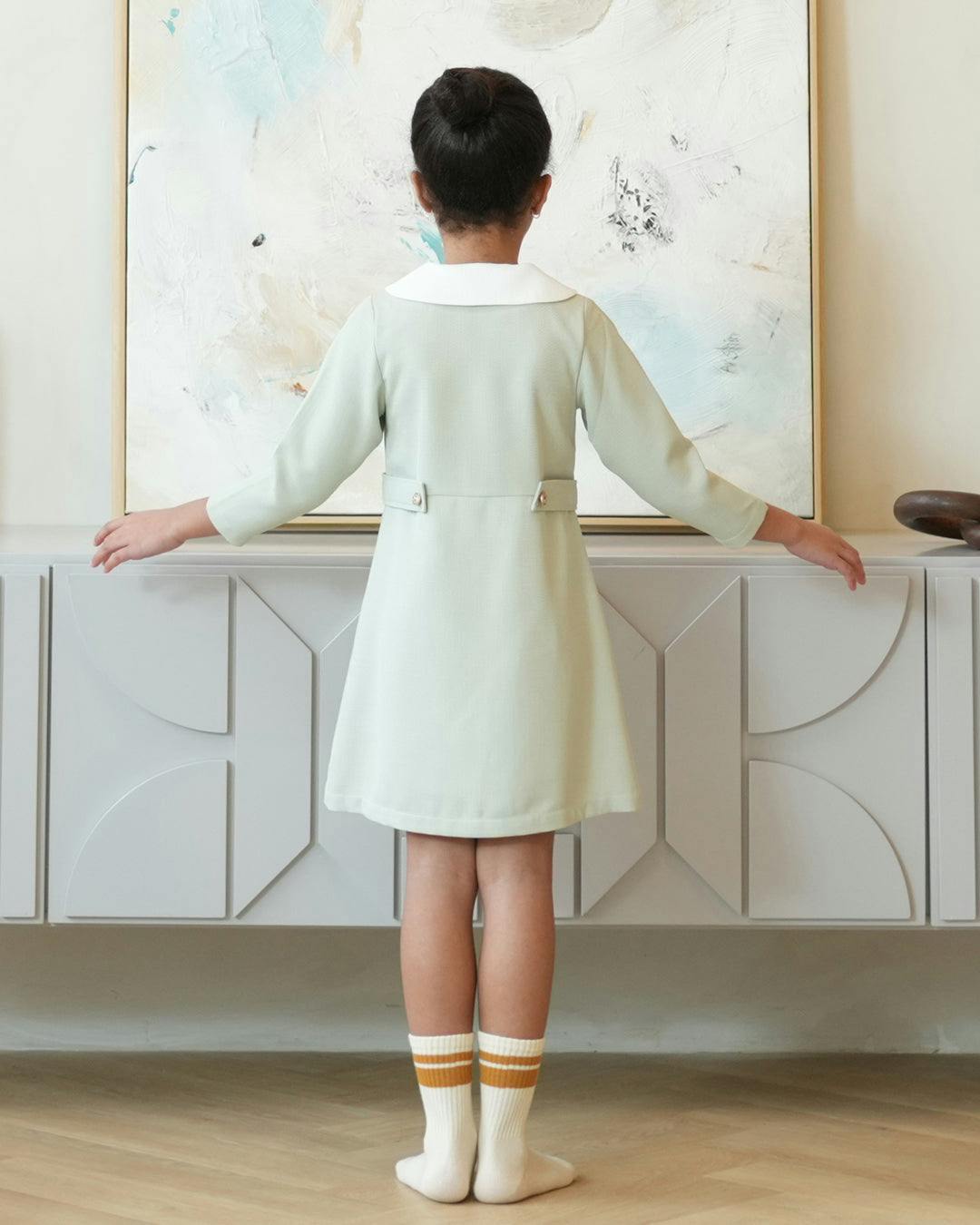 Zelie dress (dusty-sage-green tweed)