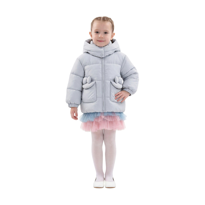 Blue Bow-Detail Puffer Jacket