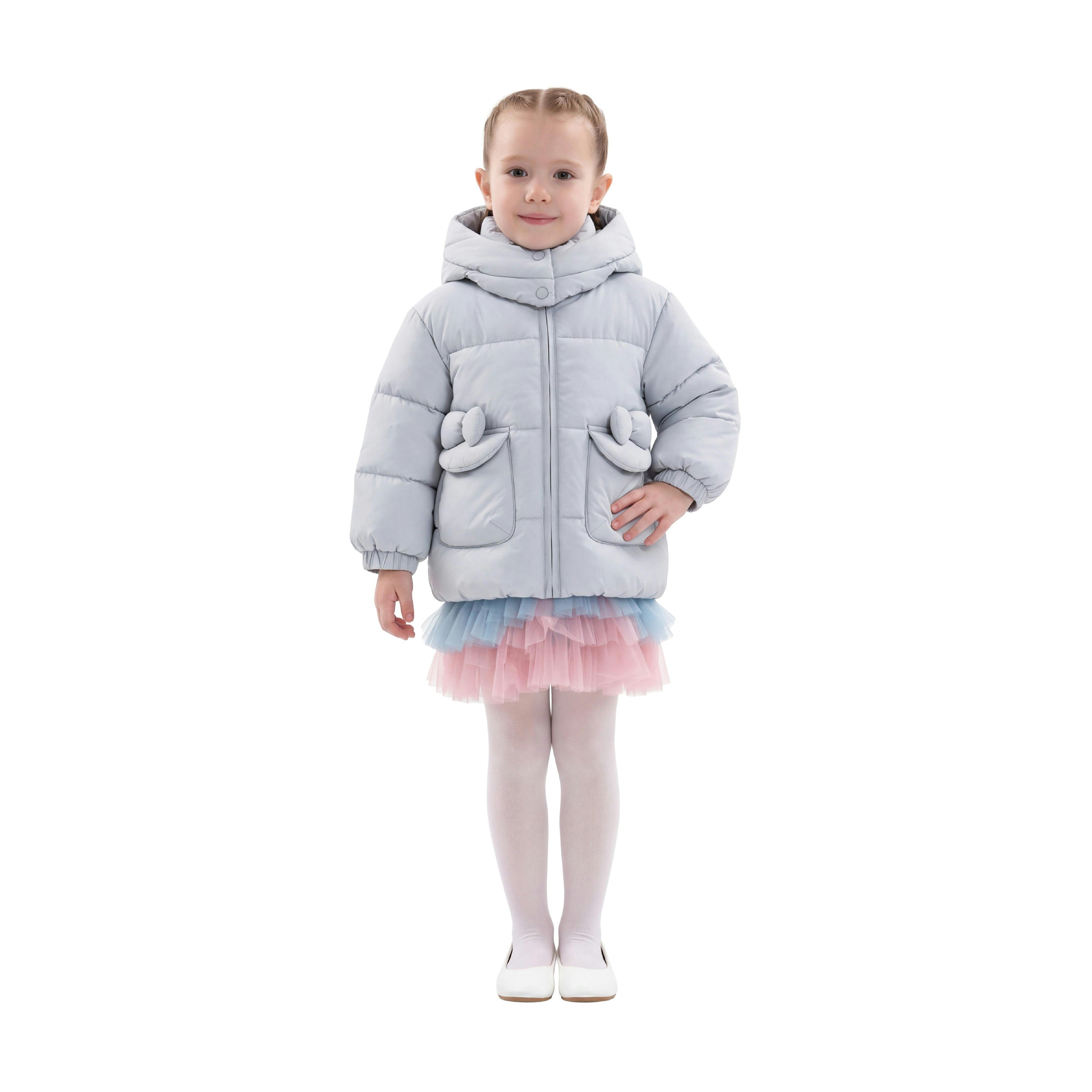 Blue Bow-Detail Puffer Jacket