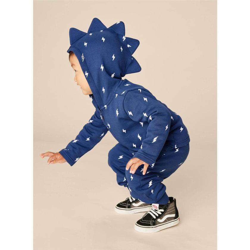 Babys Spike Out Print Front Zip Hoodie, Blue