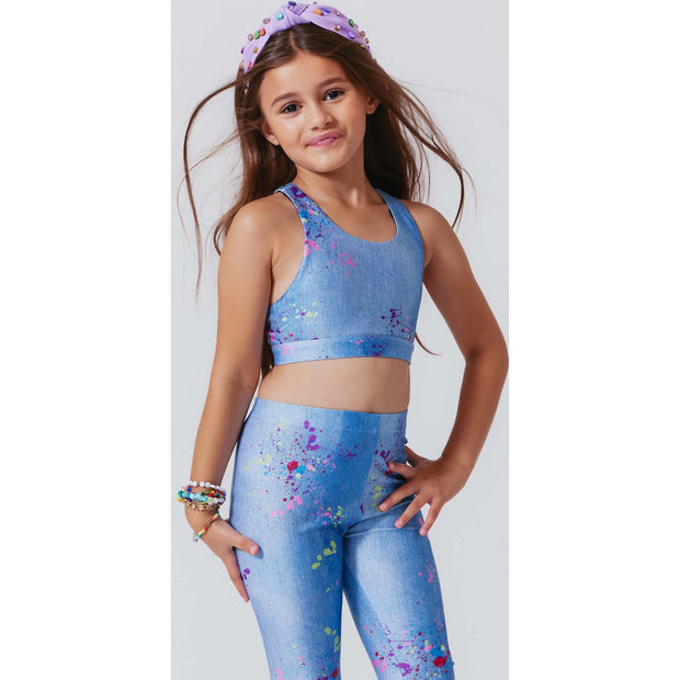 Girls Hi-Shine Scoop Neck Racer Back Sports Bra, Multi
