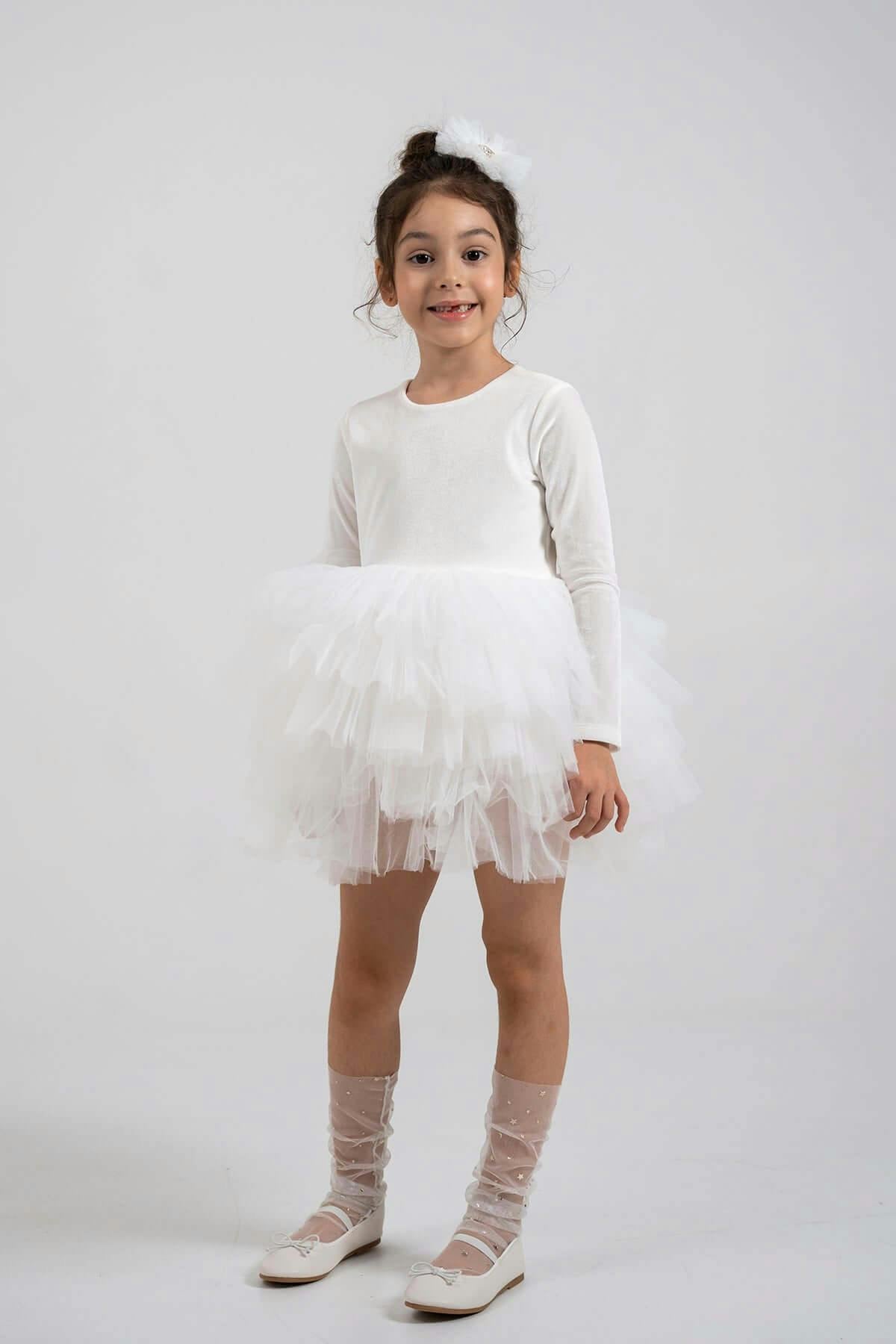 White Velvet Tutu Dress