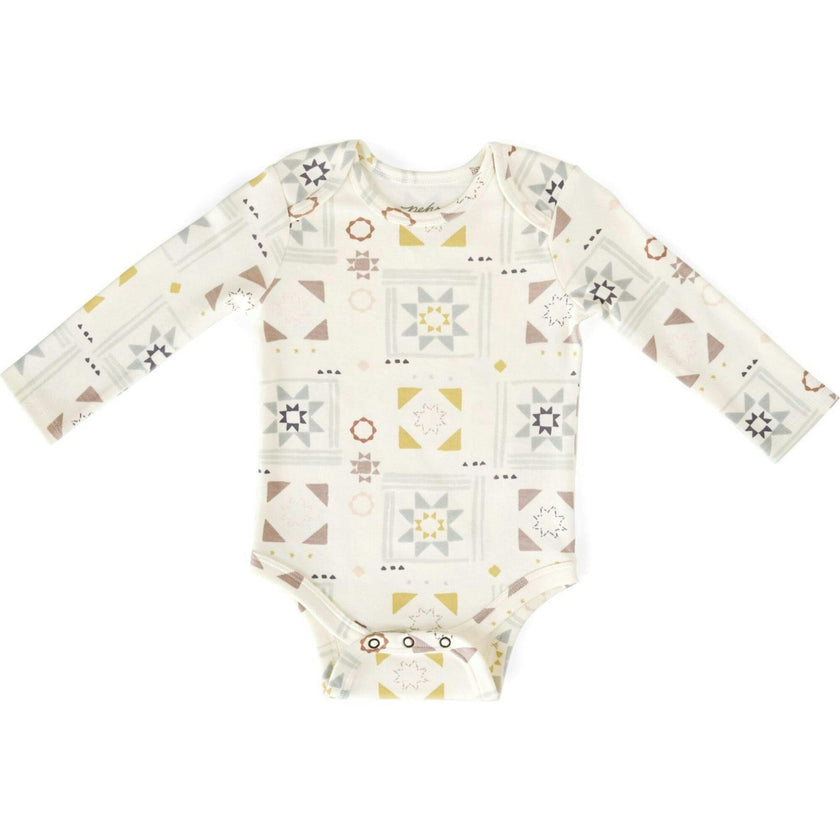 Print Lap Shoulder One-Piece, Beige