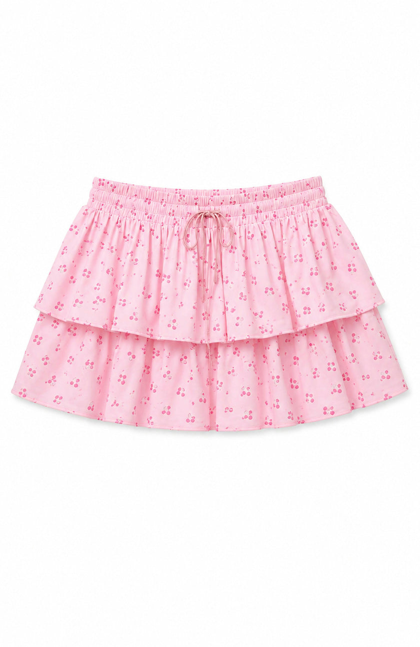 Willow Pastel Pink Ditsy Satin Skort