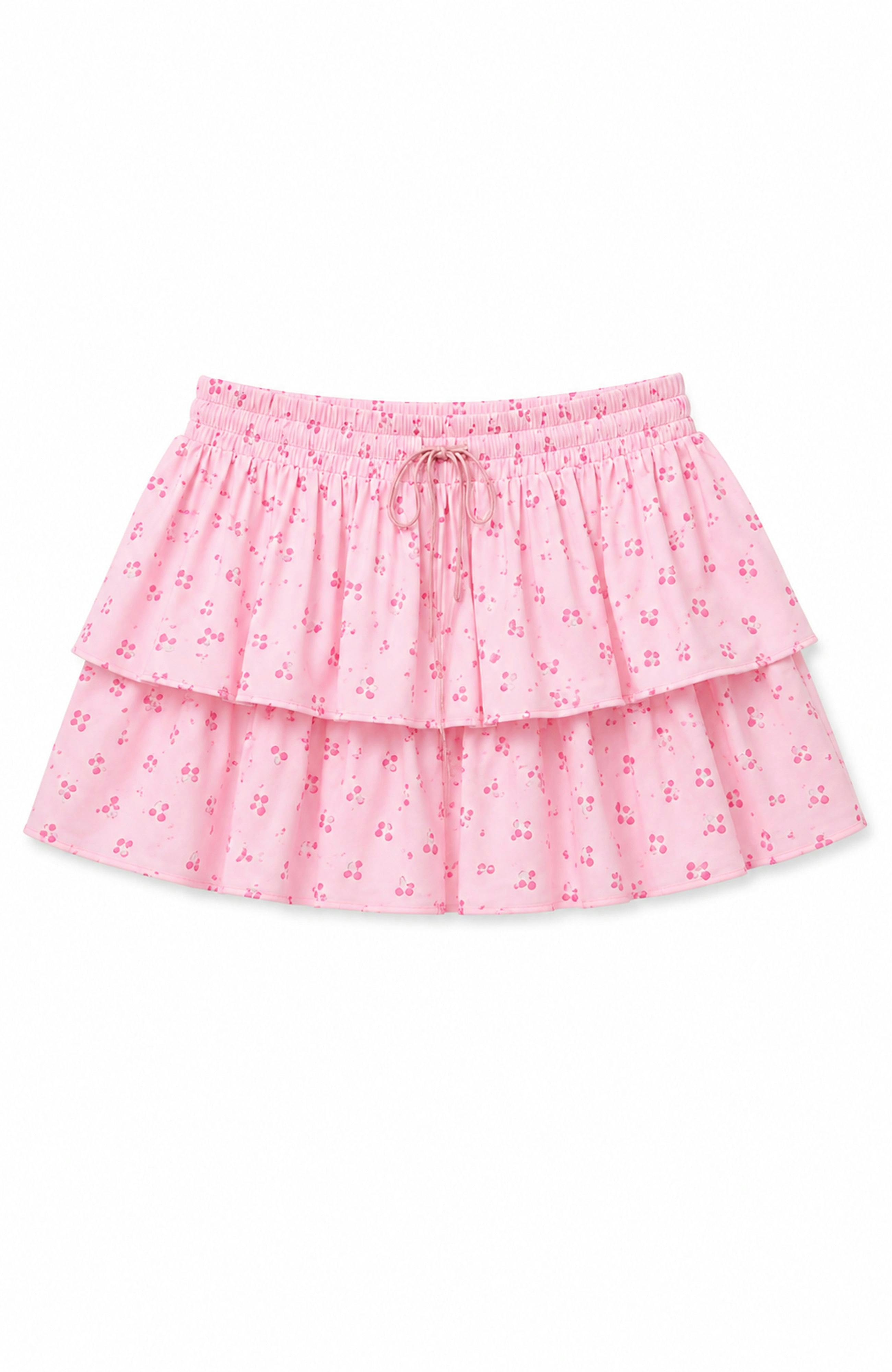 Willow Pastel Pink Ditsy Satin Skort