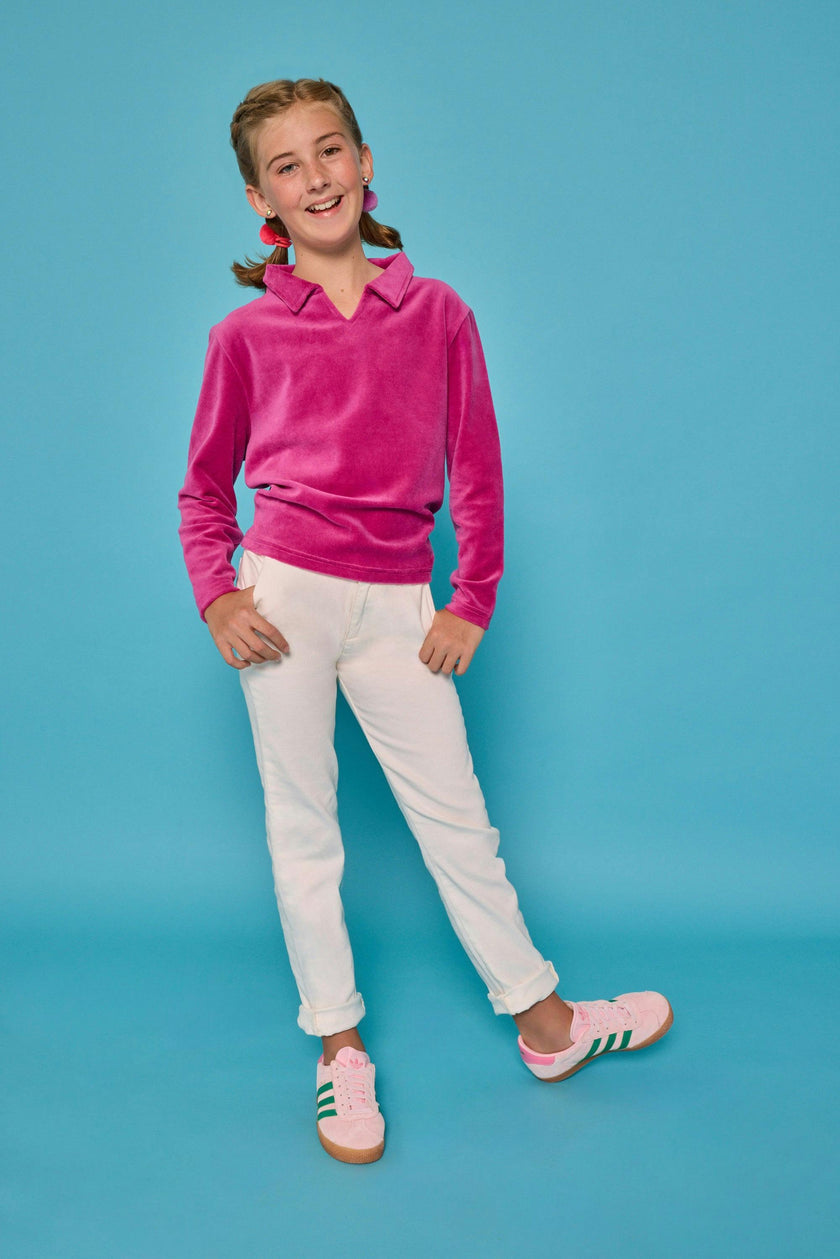 Polo Pullover - Magenta Velour