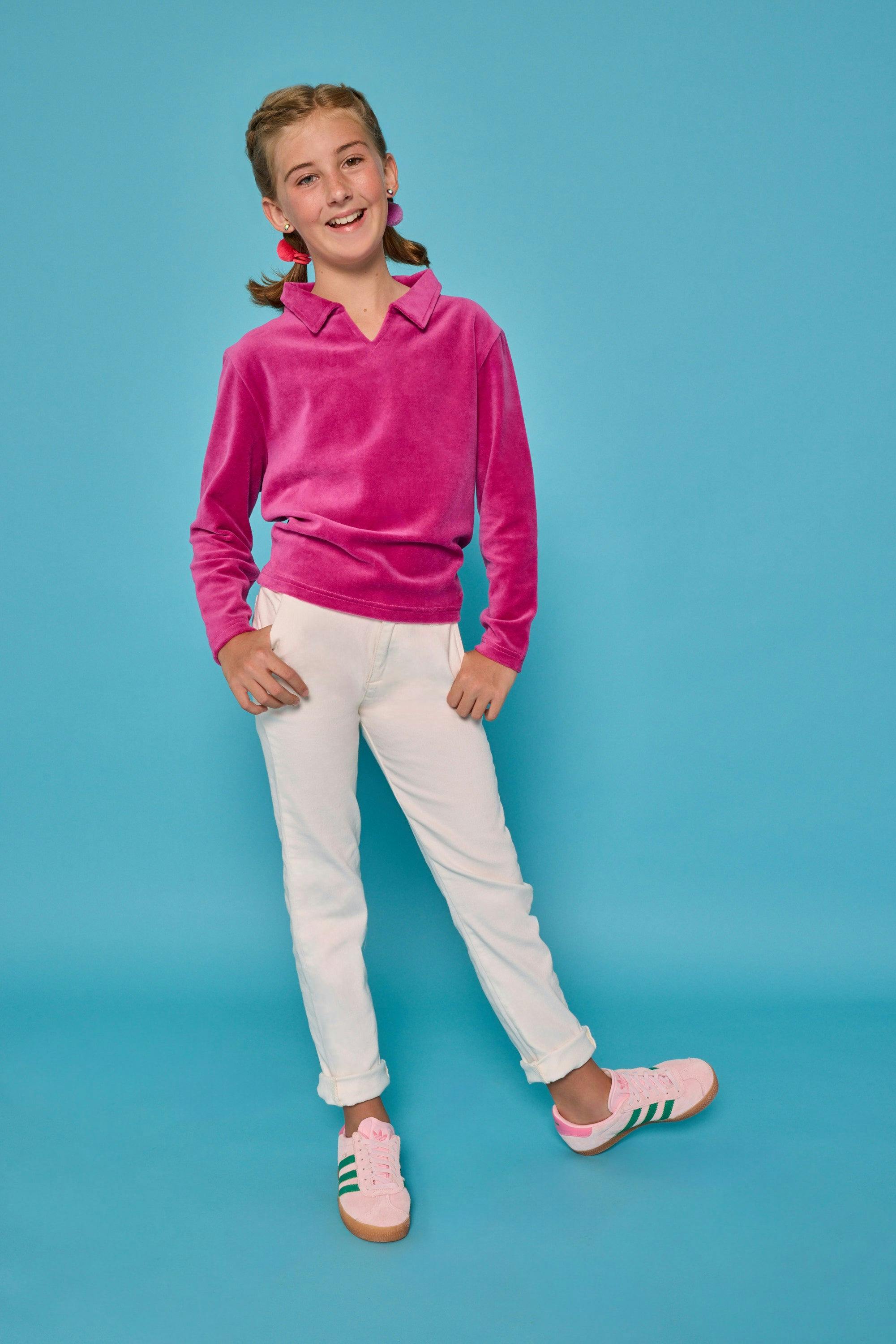 Polo Pullover - Magenta Velour