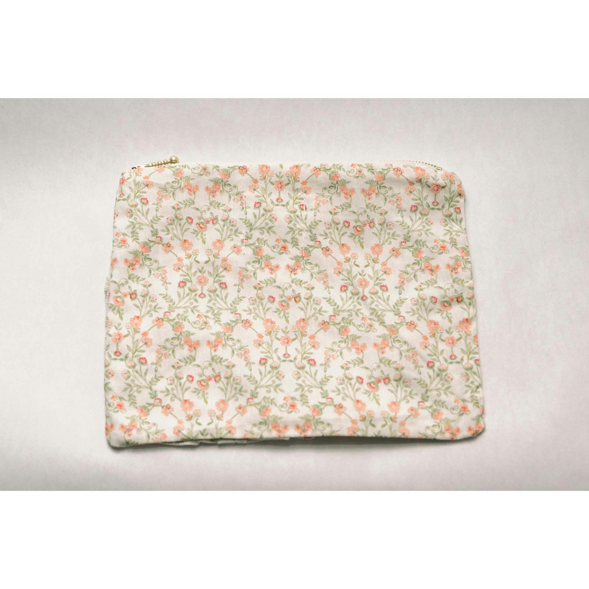 Apricot Meadow Timeless Floral Ruffle Zipper Pouch Lilac Vine Scroll