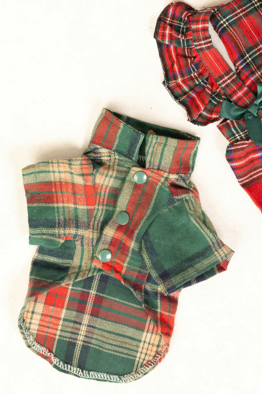 Green Plaid Dog Shirt
