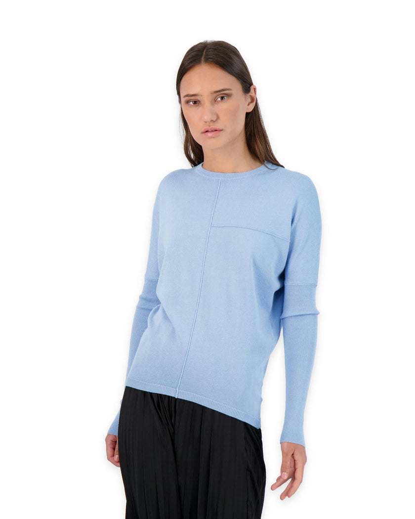 Ribbed Dolman Knit Top With Pinched Seams