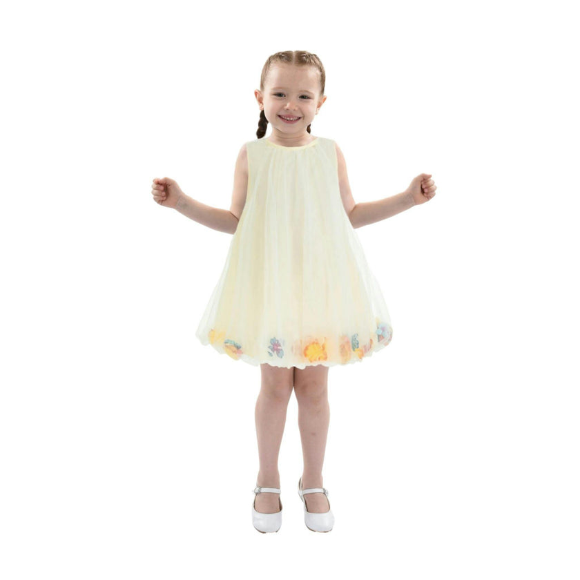 Ivory Floral Layered Sleeveless Dress
