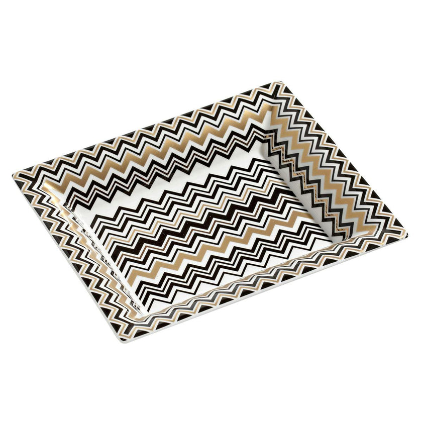 Tray ZIG ZAG Rectangular Large in Luxury Box Gold 8.5" x 6.75"