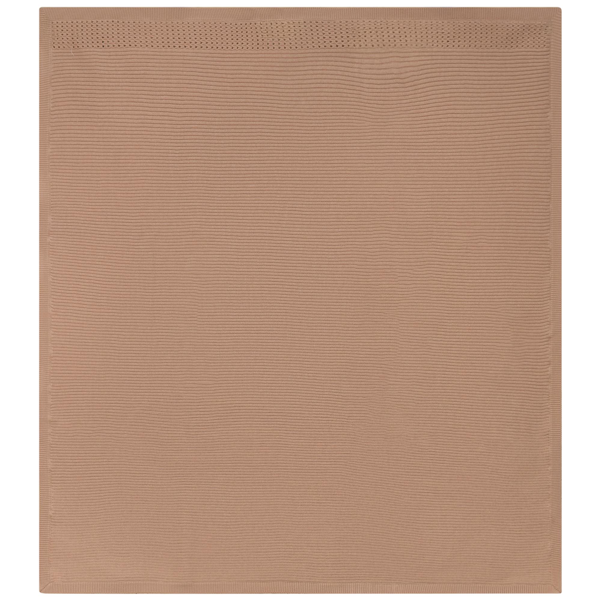 Holed Rib Knit Blanket Dark Almond