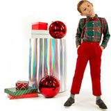 Jr Star Premium Child Festive Plaid Button Up and Bow Tie Set