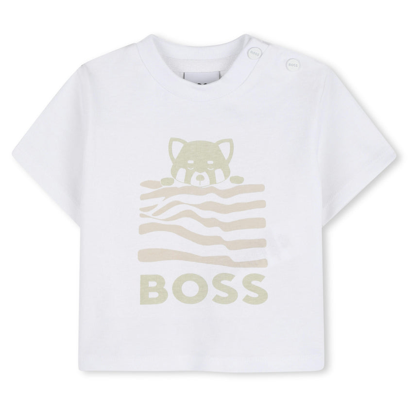 White & Light Beige Graphic Baby Set