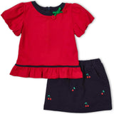 Bubble Sleeve Top With Cherries