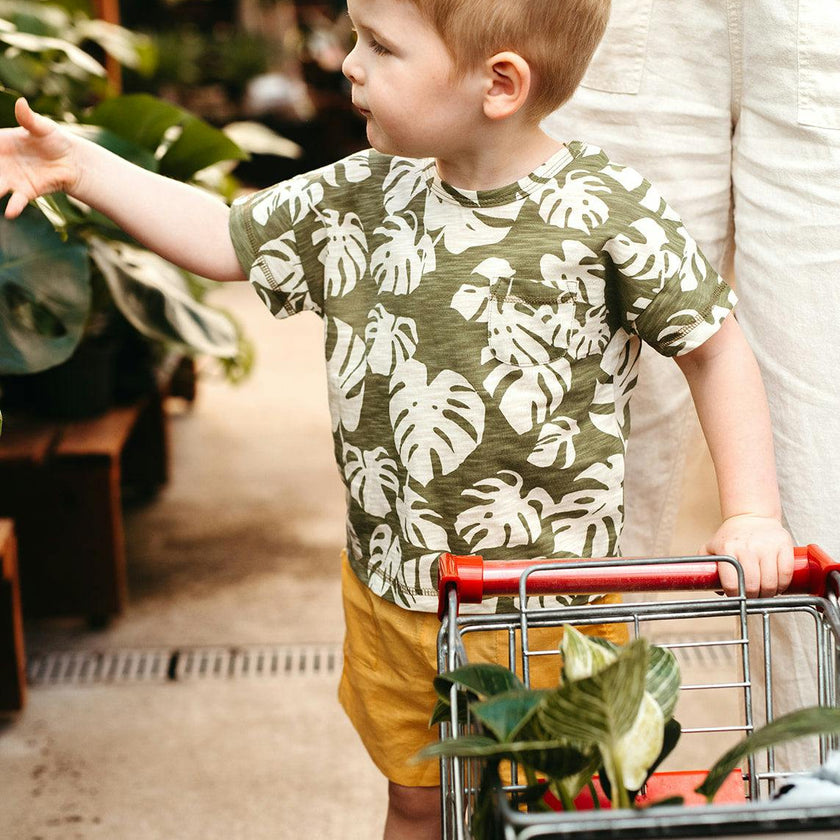 Island Leaf Silhouette Slub Cotton Pocket Tee