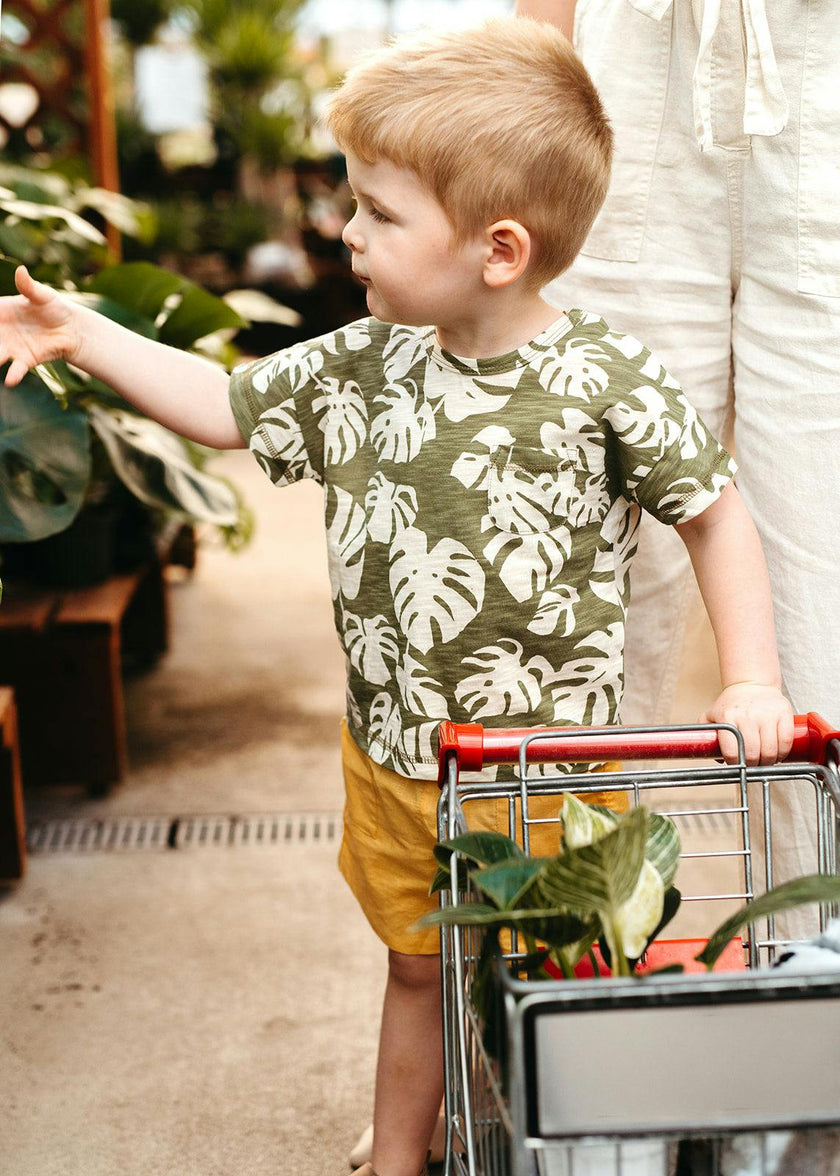 Island Leaf Silhouette Slub Cotton Pocket Tee