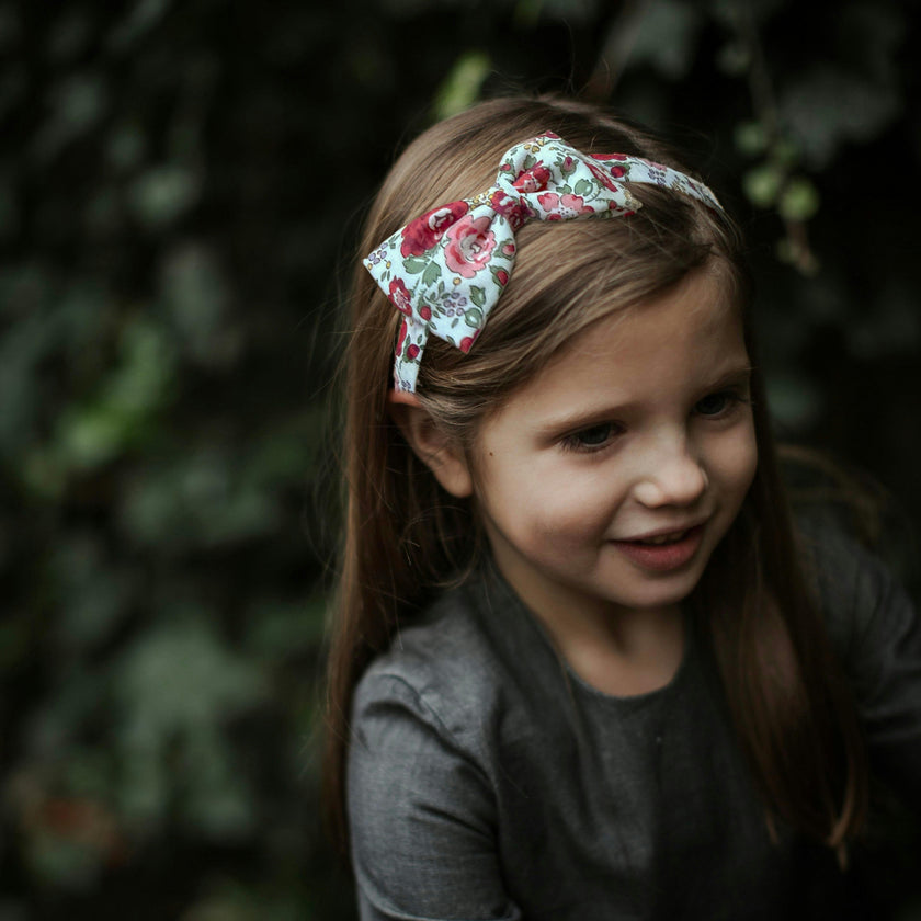Liberty of London Bow Headband, Red/Cream Floral