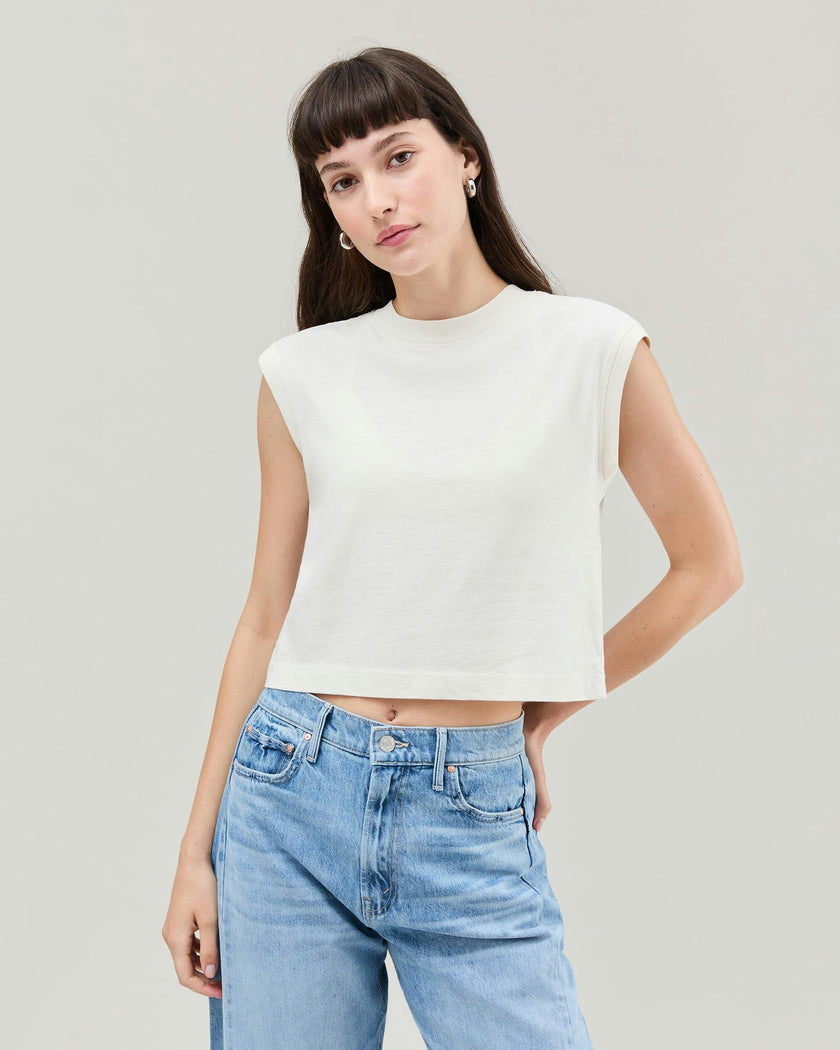 Womens Relaxed Muscle Tee - Pigment Dye Jersey - Bone