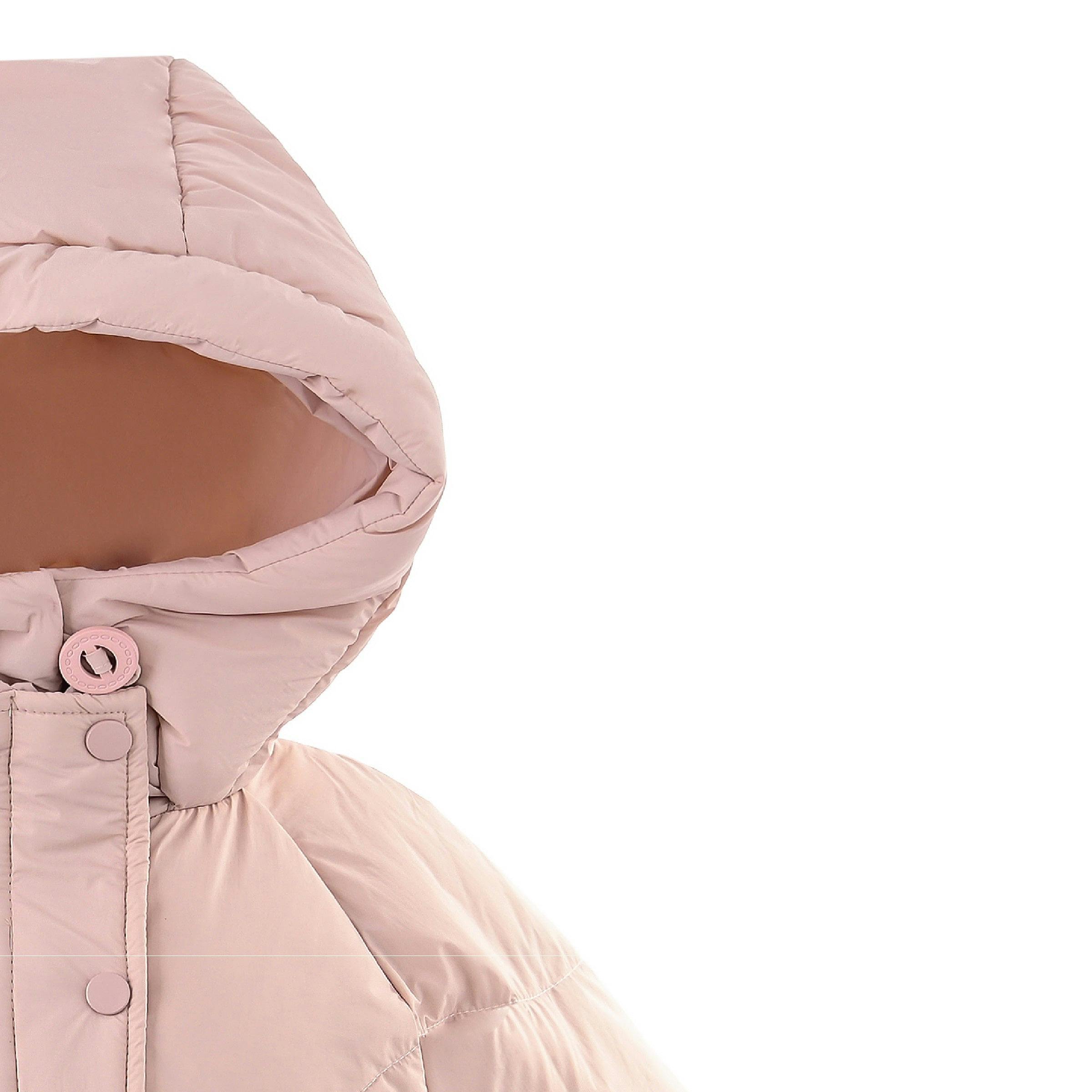 Pink Heart-Quilted Puffer Jacket