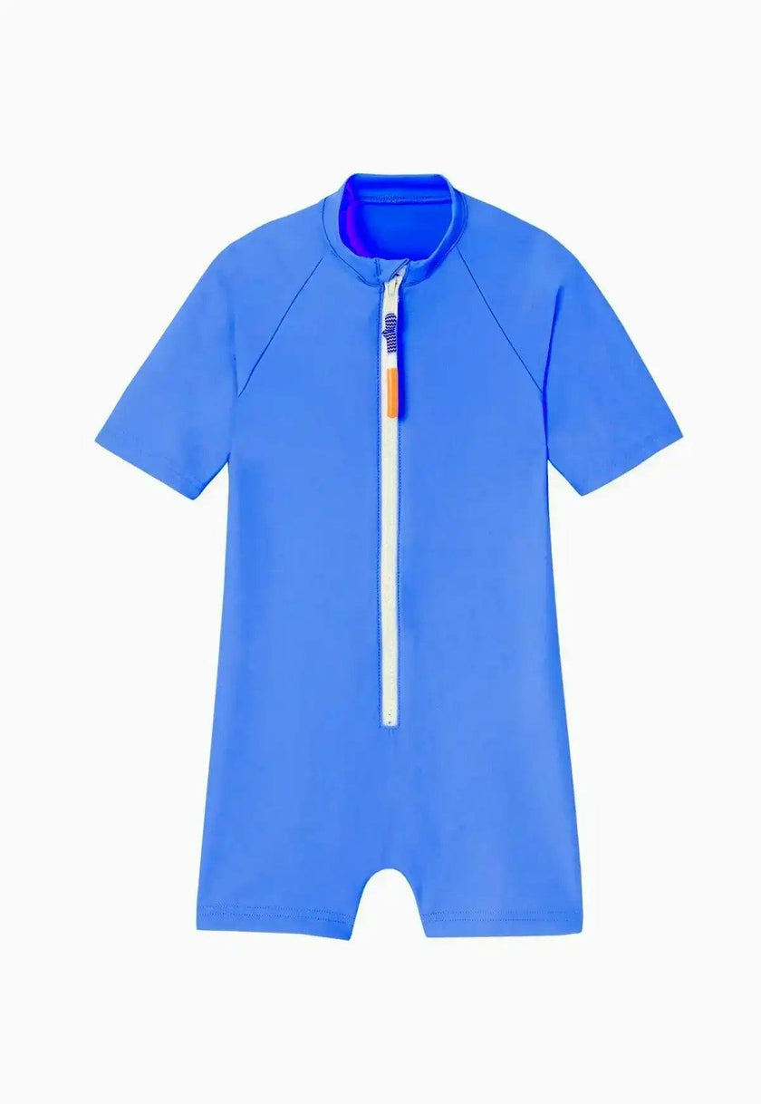 Boys' anti-UV short-sleeved jumpsuit, ultramarine blue | COMBI BYRON