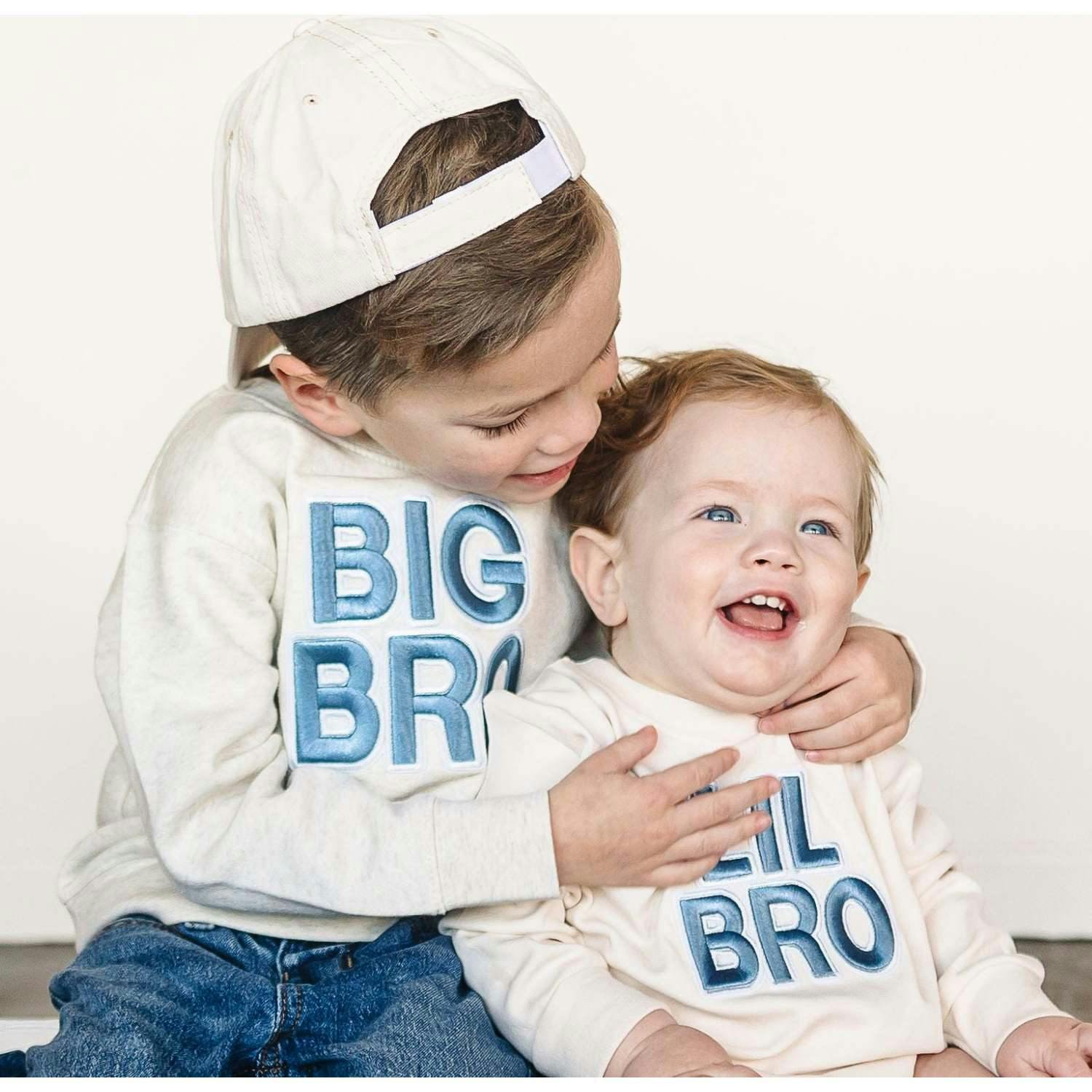 Lil Bro Embroidered Patch Long Sleeve Romper - Natural