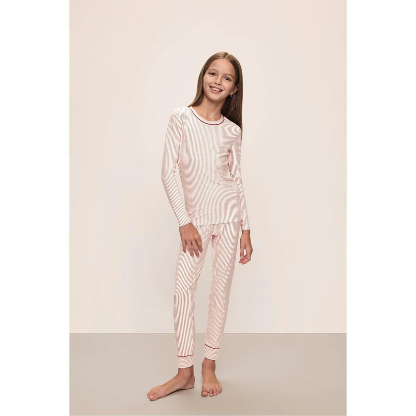 Kids Printed TENCEL™ Modal Unisex Long PJ Set, Red