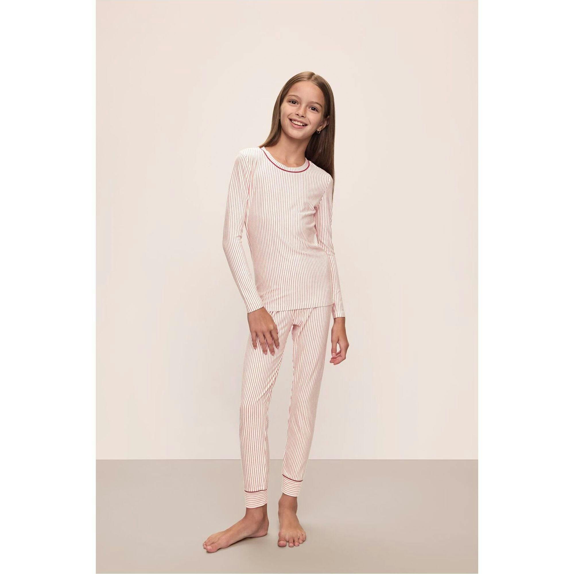 Kids Printed TENCEL™ Modal Unisex Long PJ Set, Red