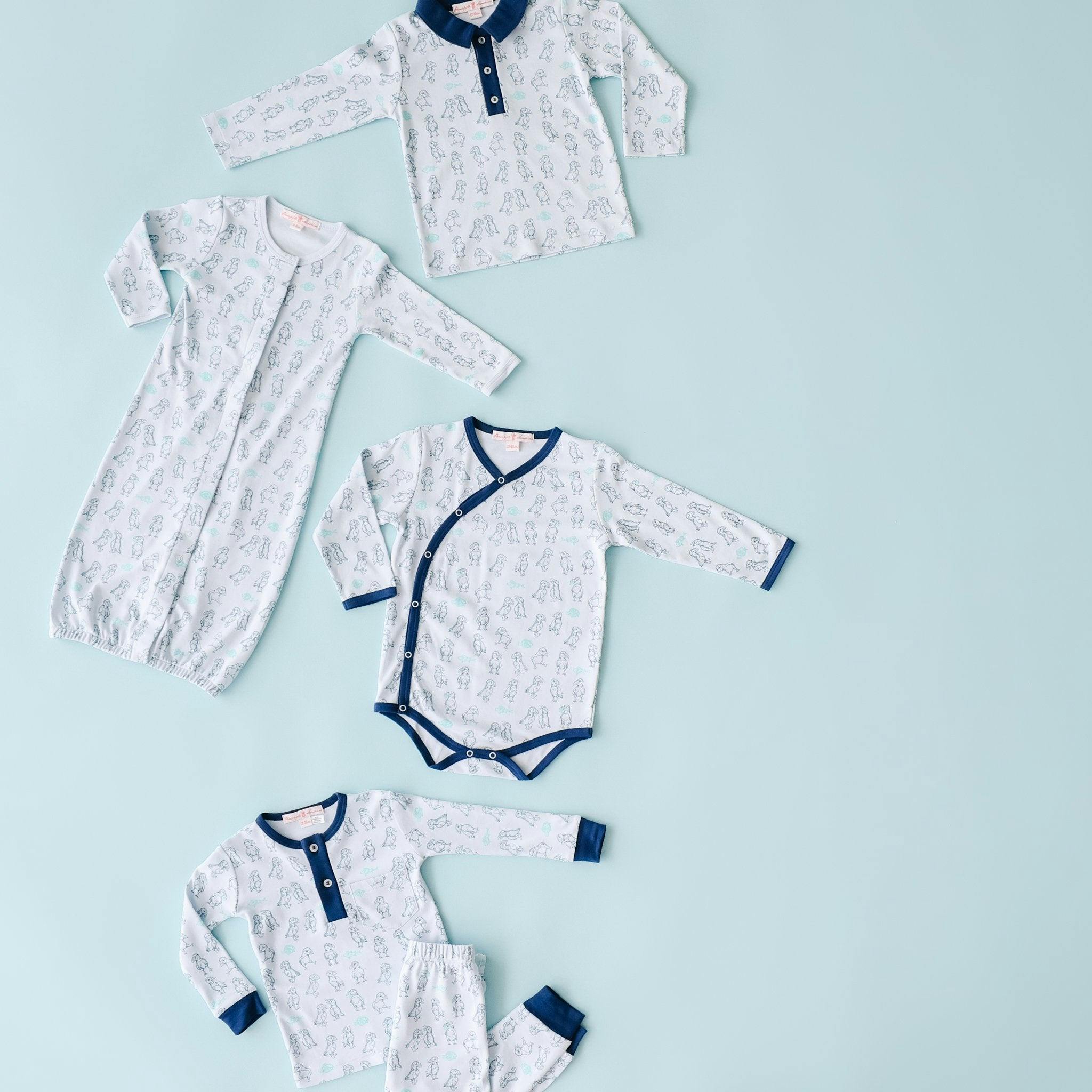 Puffin Print Kimono Onesie