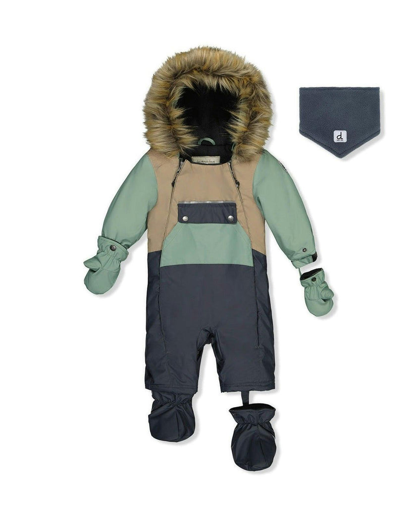 Baby One Piece Snowsuit Adapted For Car Seats Cool Dark Grey