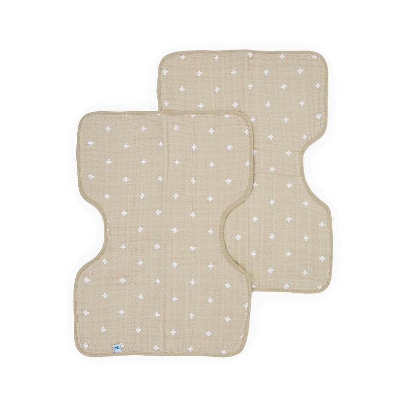 Cotton Muslin Burp Cloth 2 Pack - Taupe Cross