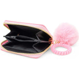 3D Bow Pom Pom Zip Wallet