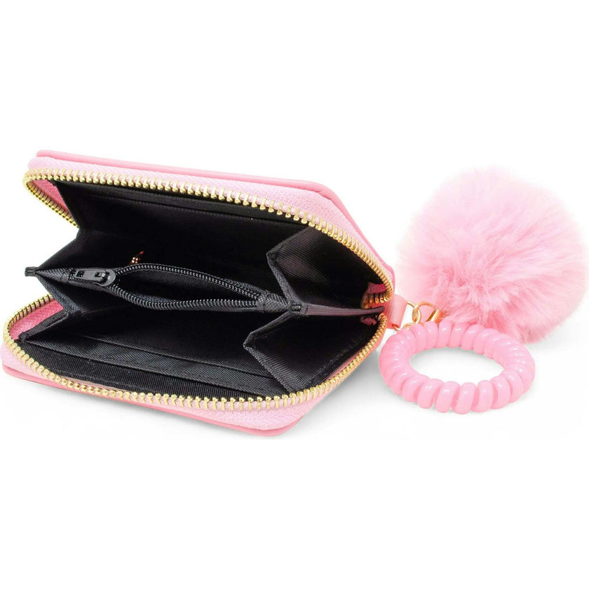 3D Bow Pom Pom Zip Wallet