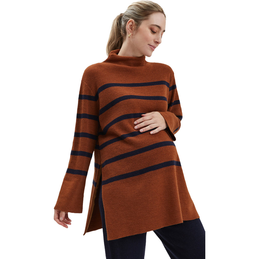 Sarabeth Neck Long Sleeve Maternity Sweater