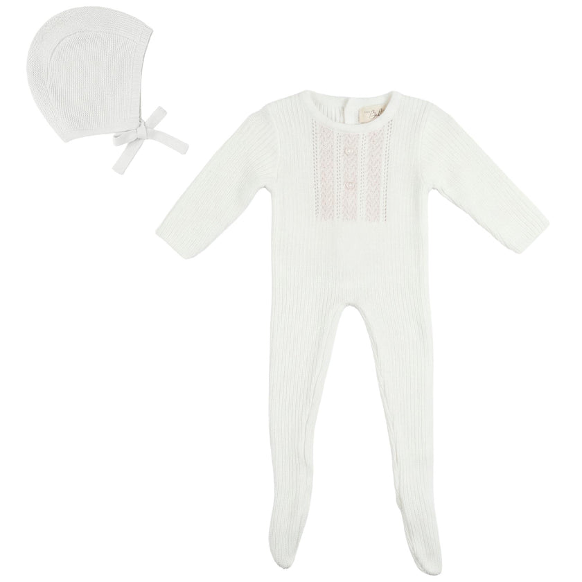 Striped Pointel knit Onesie