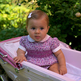 Purple Ditsy Floral Smocked Babysuit