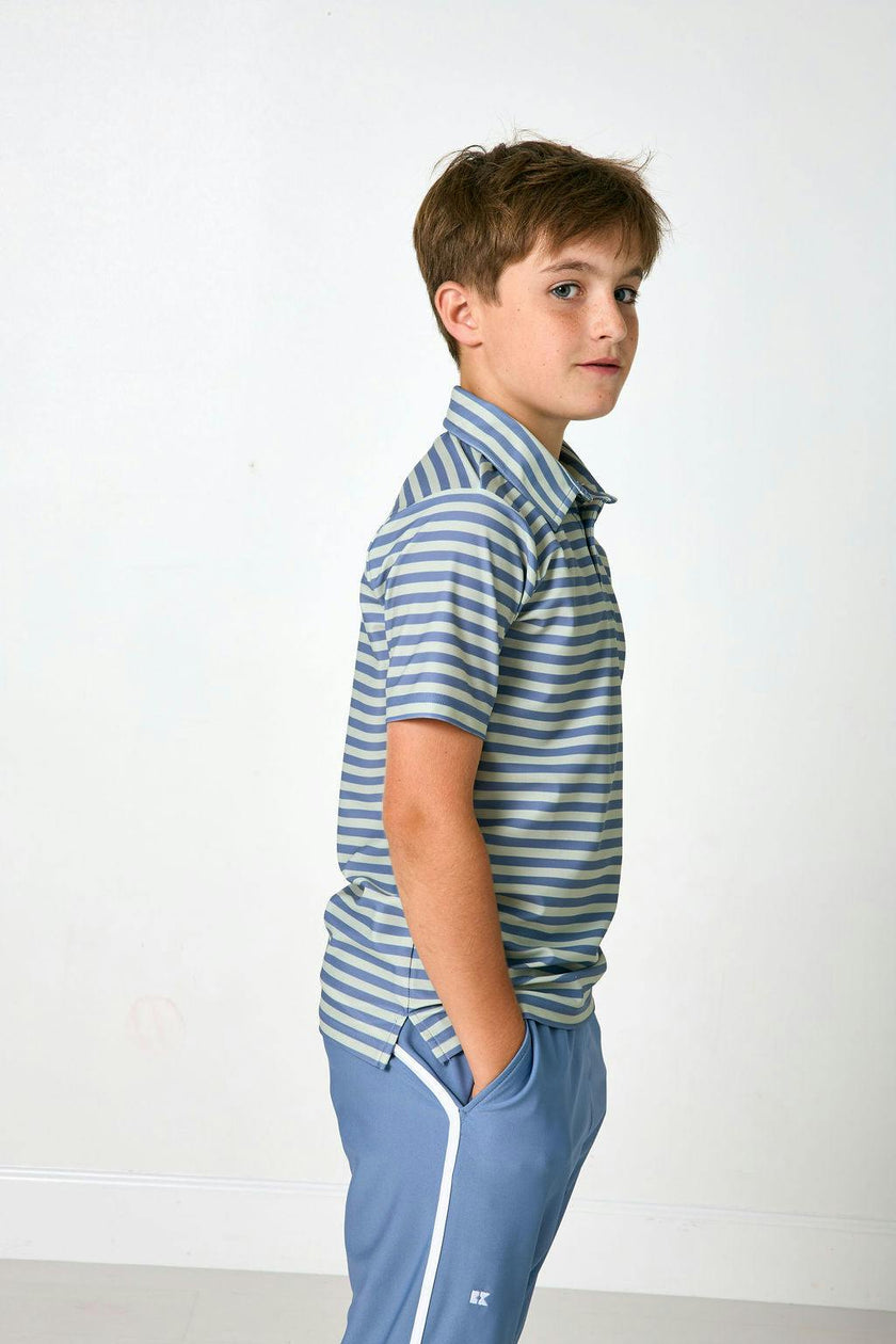 slate/sage qb stripe polo shirt
