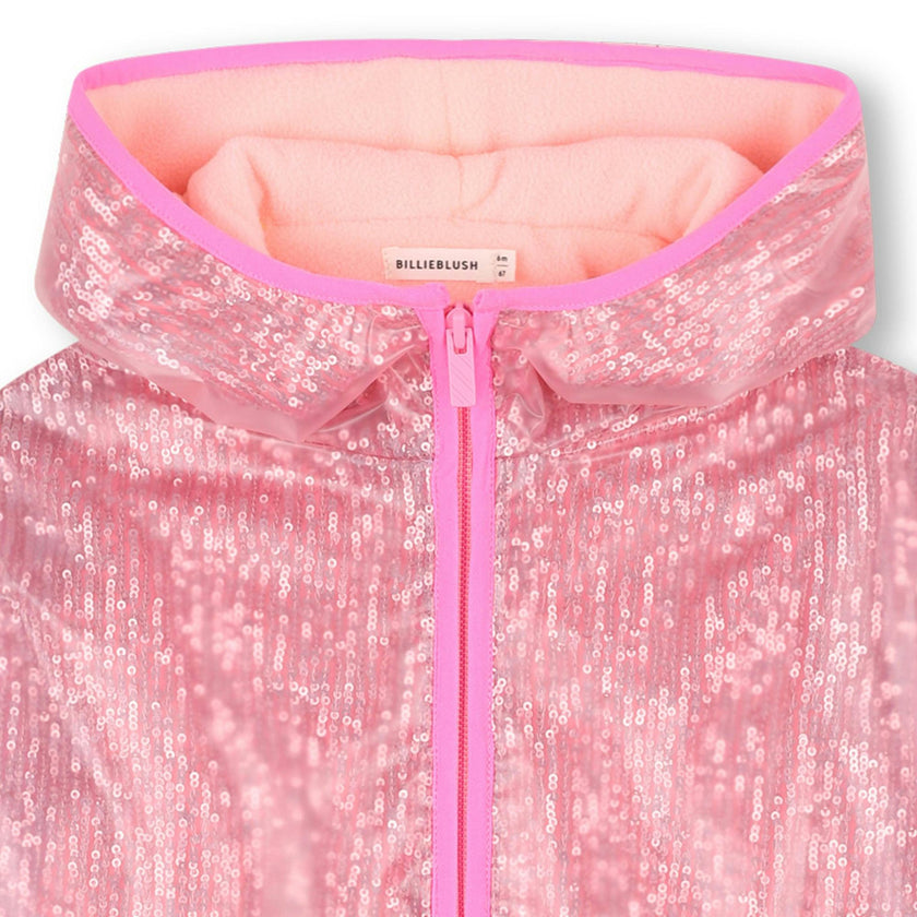 Transparent waxed jacket decorated with sequins