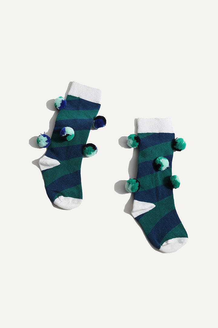 POM POM COLOR BLOCK SOCKS