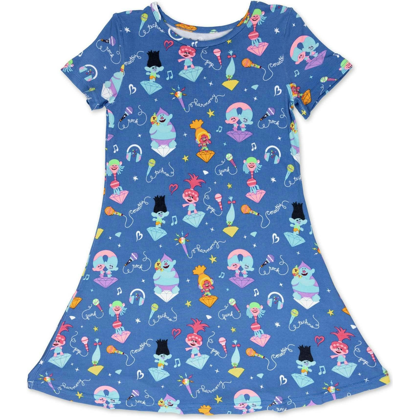 Trolls Music Bamboo Girls' Short Sleeve Dress