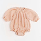 Gauze Romper in Embroidered Flowers