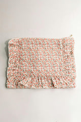 Rosebud Scatter Timeless Floral Ruffle Zipper Pouch