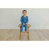 Indigo Rib Knit 2-Piece Long Sleeve Pajama Set