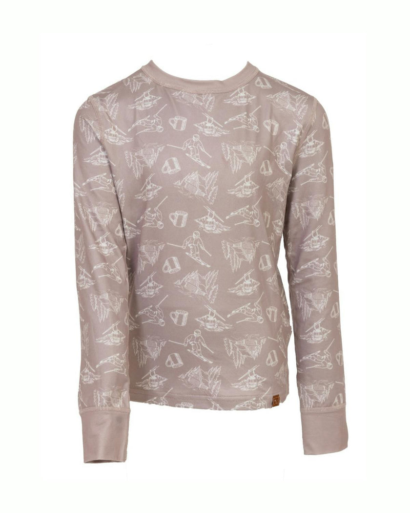 Kids Base Layer Set in Soft Brown Toile