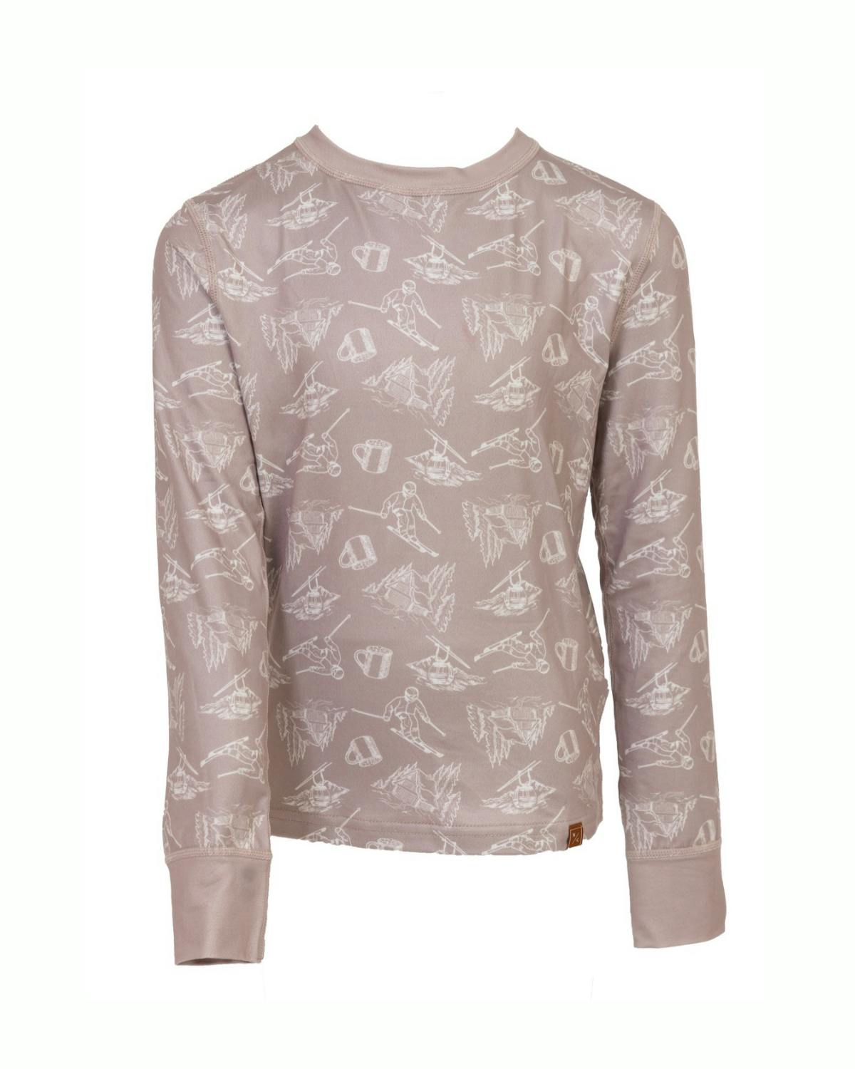 Kids Base Layer Set in Soft Brown Toile