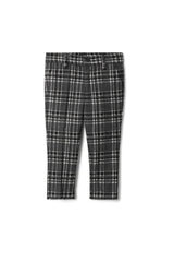Woven Plaid Adjustable Waist Zip Front Pants