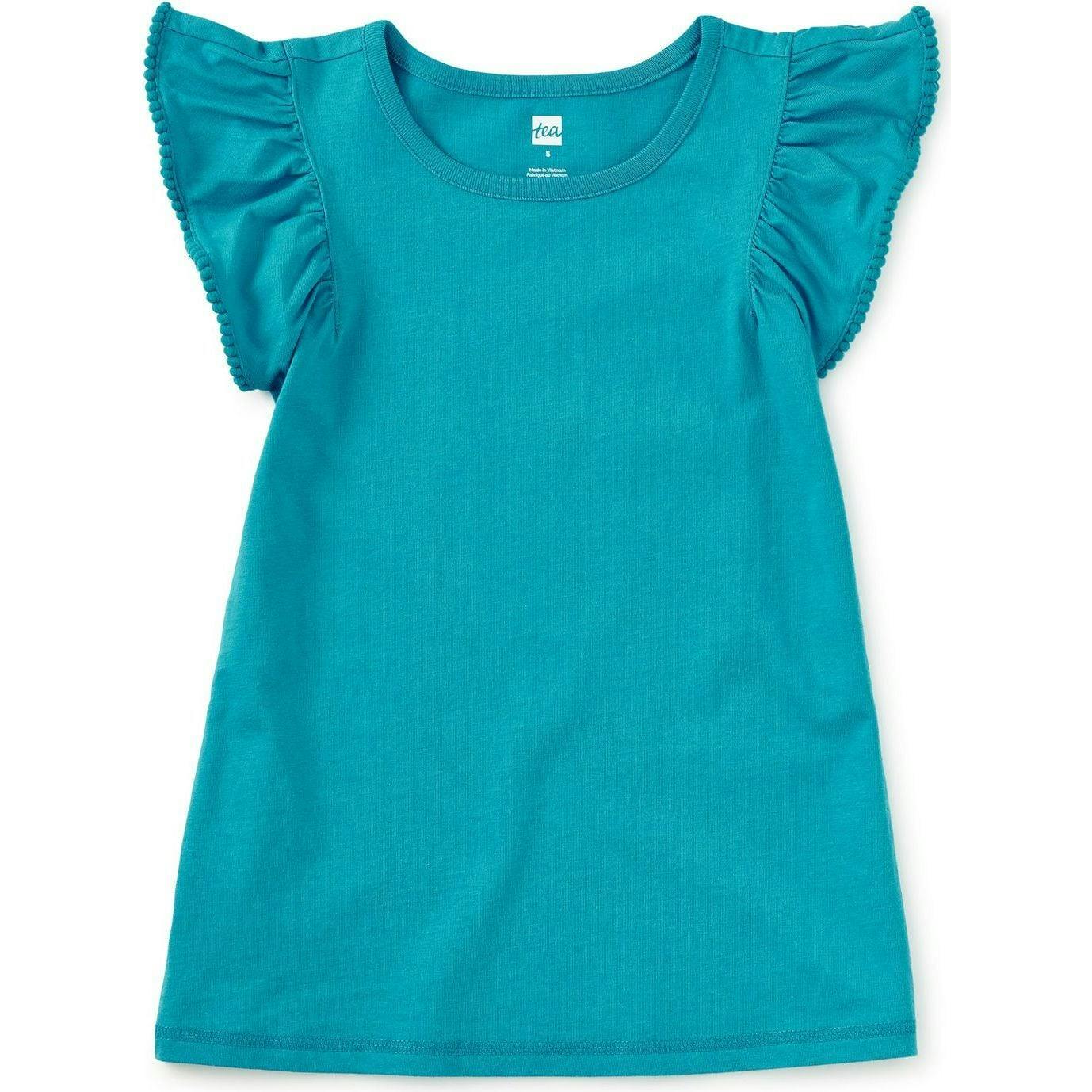 Pom-Pom Flutter Top, Blue